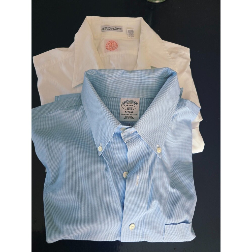 Bundle of 2: Brooks Brothers 1818 Regent Non-Iron White Dress Shirts Sz 16